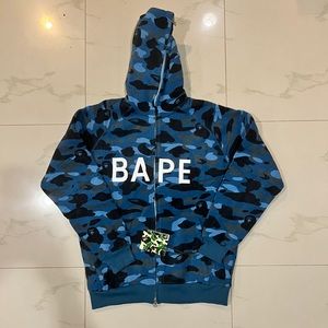 Bathing Ape A Bape Blue Camo Hoodie Size XL Vintage 2005